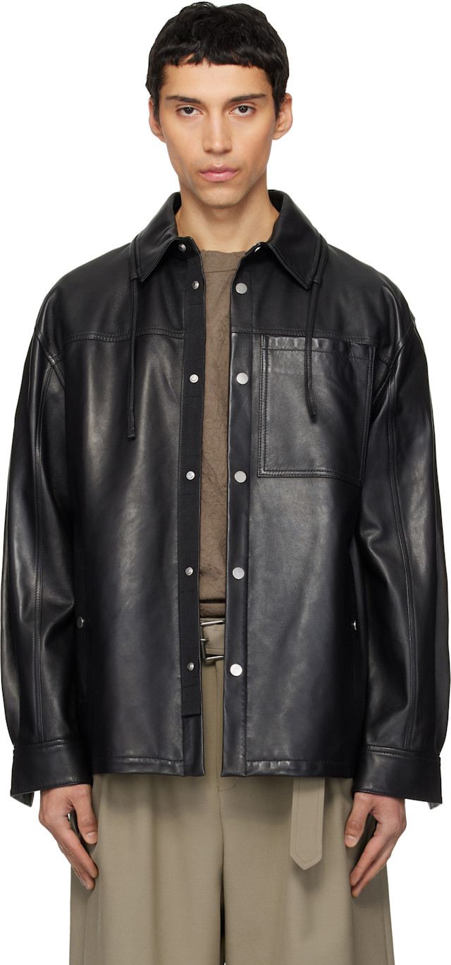 Mordecai: Black Overshirt Leather Jacket | SSENSE
