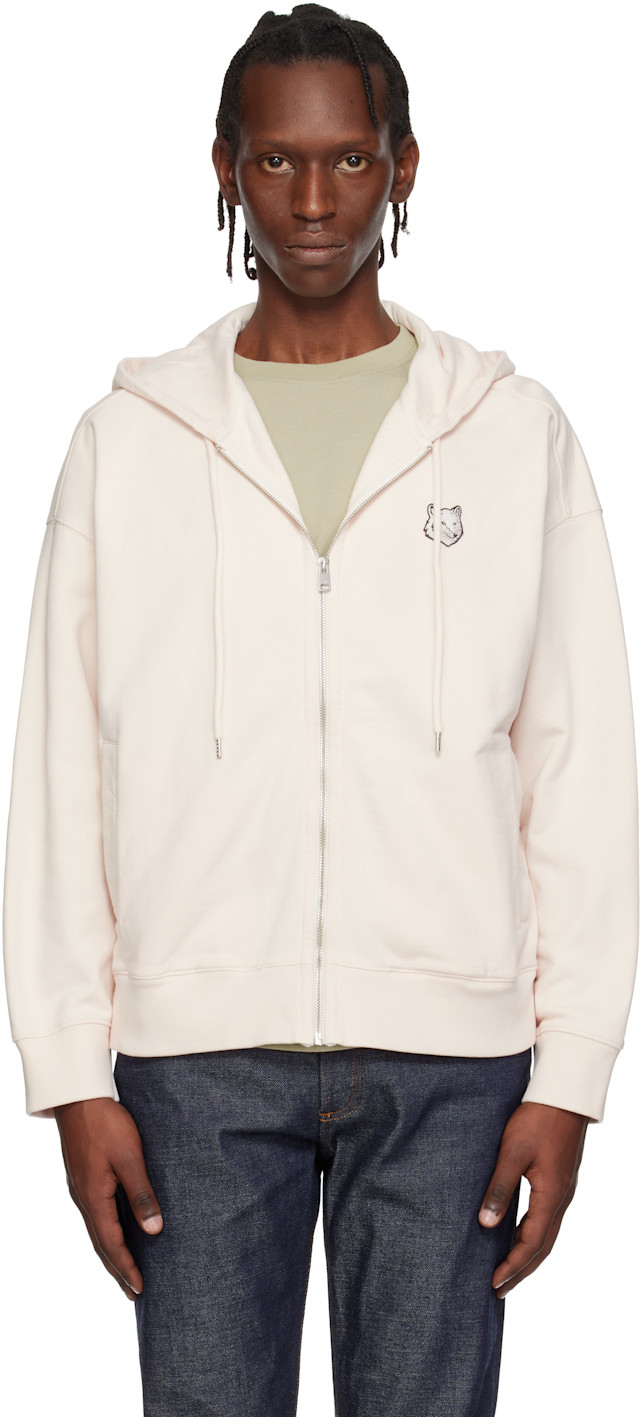 Maison Kitsuné: Pink Fox Head Zipped Oversize Hoodie | SSENSE