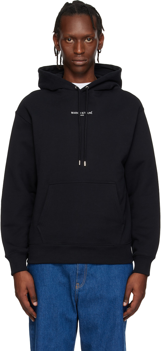 Maison Kitsuné: Black 'Maison Kitsuné Paris' Comfort Hoodie | SSENSE
