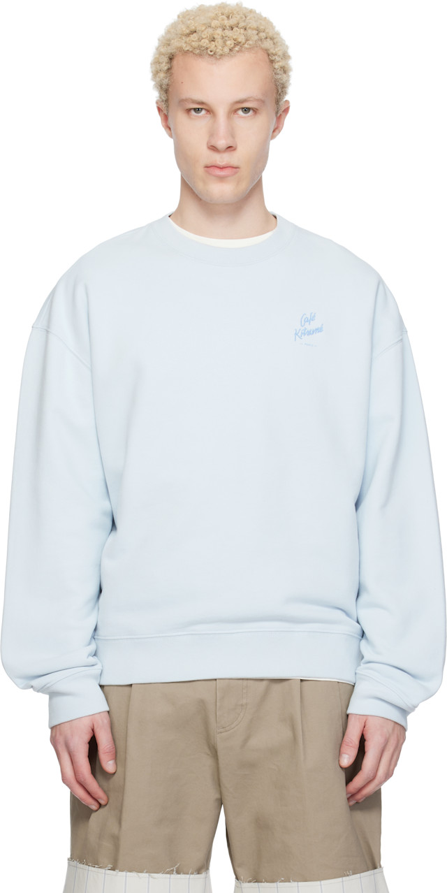 Maison Kitsuné: Blue 'Café Kitsuné' Relax Sweatshirt | SSENSE