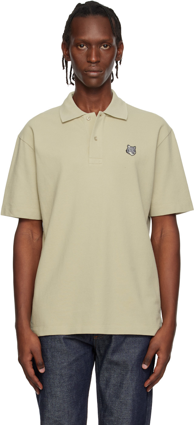 Maison Kitsuné: Beige Fox Head Comfort Polo | SSENSE