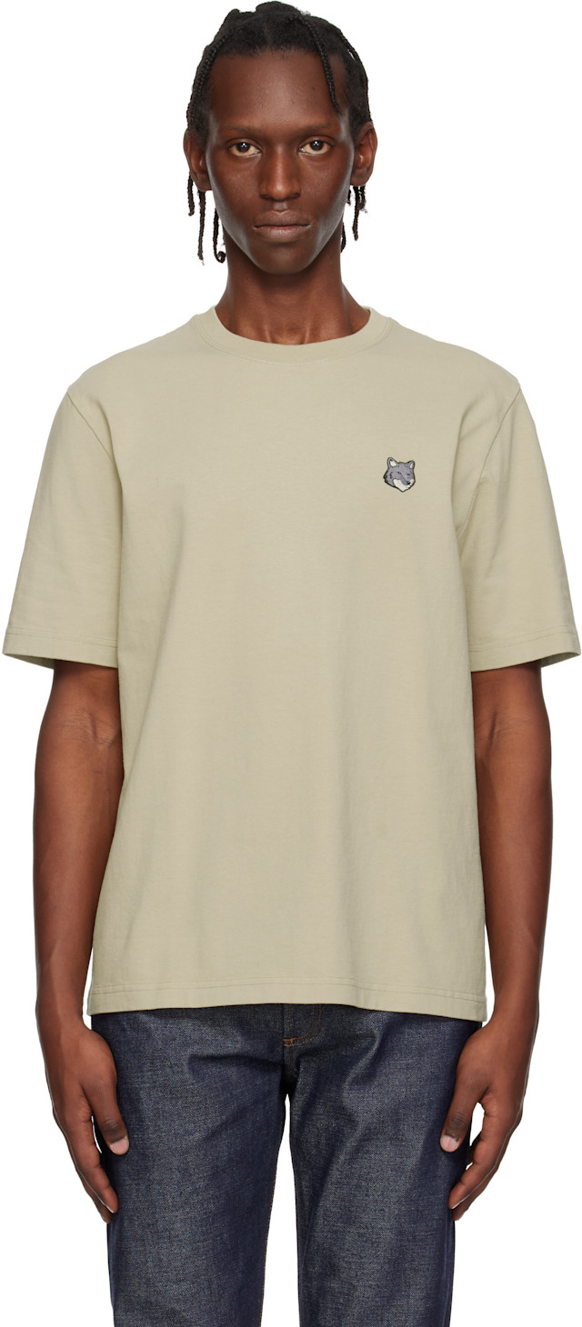Maison Kitsuné: Beige Fox Head Comfort T-shirt | SSENSE