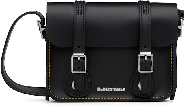 Dr. Martens: Black 7 Inch Leather Crossbody Bag | SSENSE