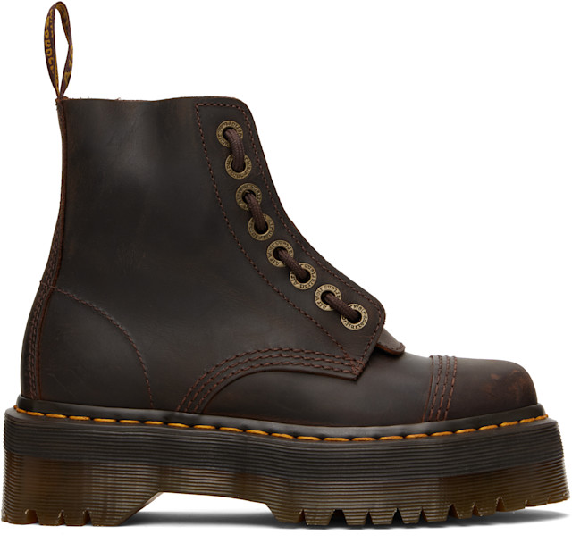 Dr. Martens リガーブーツ　ブラウン Dr. Martens: Brown Sinclair Crazy Horse Leather Platform Boots