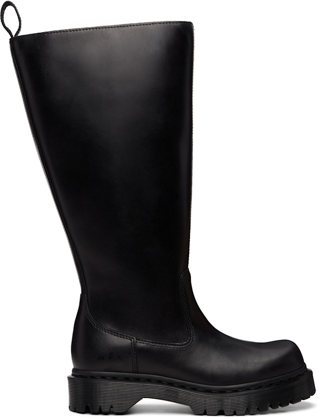 Dr. Martens: Black Rejena Hi Old Harness Leather Tall Boots | SSENSE