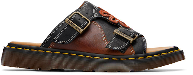Dr. Martens: Black Dayne 'Made In England' Applique Sandals | SSENSE