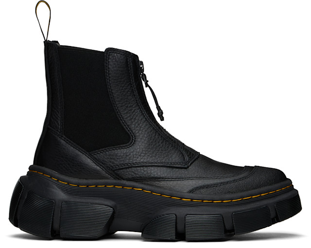 Dr. Martens レザー　26.5〜27cm EU42 Dr. Martens: Black DMXL Zip Leather Chelsea Boots | SSENSE