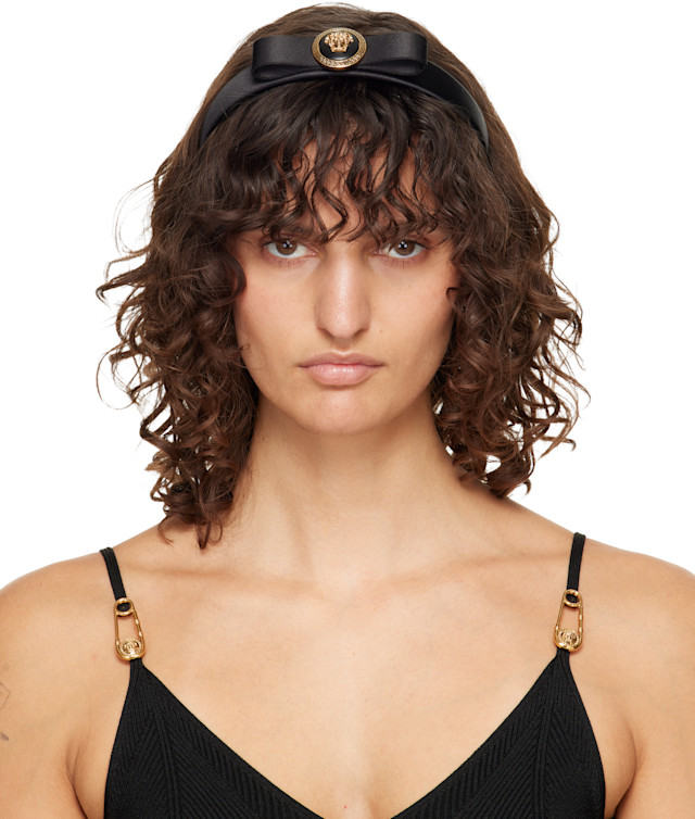 Versace: Black Gianni Ribbon Headband | SSENSE