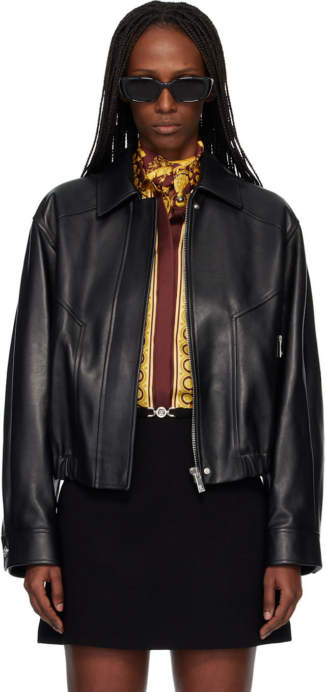 versace-black-blouson-leather-