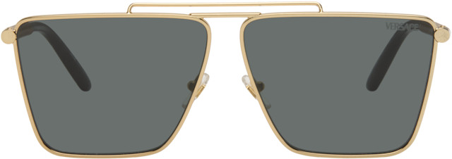 Versace: Black Tubular Greca Sunglasses | SSENSE