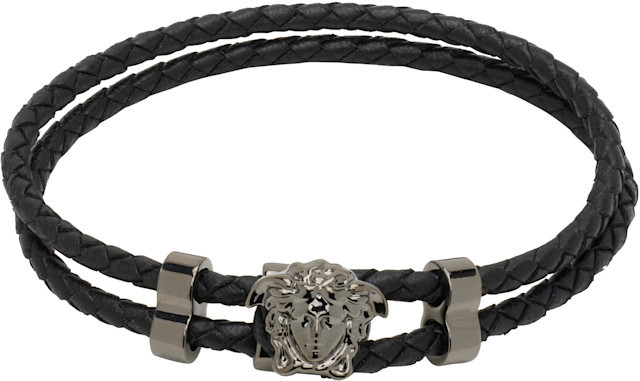 Versace: 'La Medusa' Leather Bracelet | SSENSE