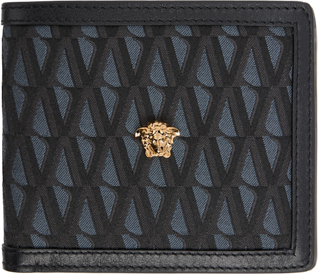 Versace: Black 'La Medusa' V Jacquard Wallet | SSENSE