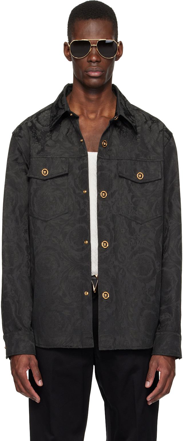 Versace: Black Jacquard Cotton Overshirt | SSENSE