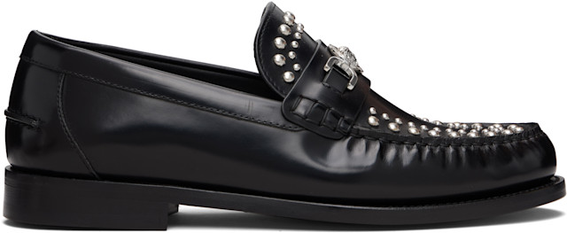 Versace: Black Medusa '95 Embellished Loafers | SSENSE