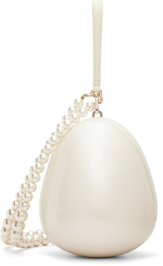 Simone Rocha: オフホワイト ラージ Pearl Egg バッグ | SSENSE 日本