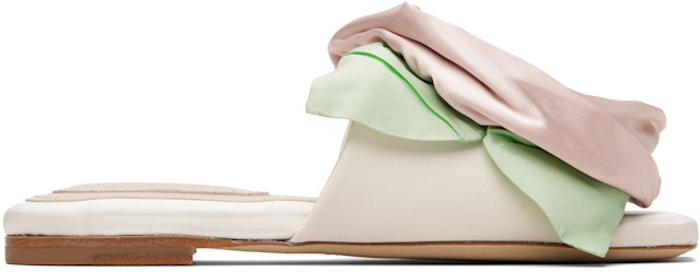 Simone Rocha: White & Pink Pressed Rosette Slides | SSENSE