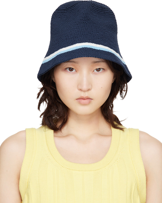 B.B. Wallace: Navy Schnabel Cotton Crochet Bucket Hat | SSENSE