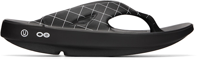 UNDERCOVER: Black OOFOS Edition UC1F4F03 Flip-Flops | SSENSE Canada