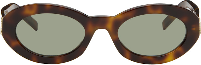 Saint Laurent: Brown SL M136 Sunglasses | SSENSE display picture 3