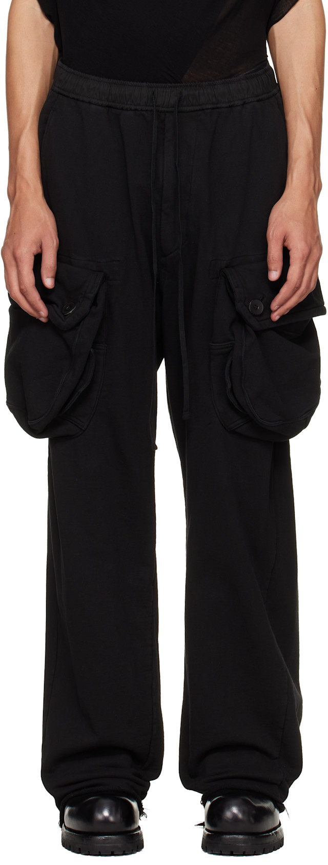 ◎2010ss Julius multi zip gimmick pants Julius: Black Gasmask Wide Cargo Pants | SSENSE