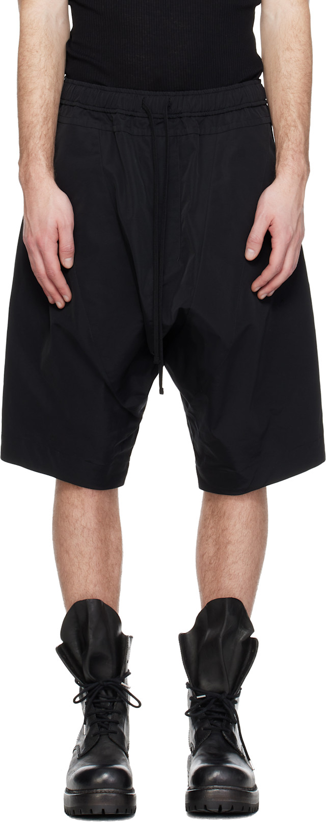 Julius: Black Drop Crotch Shorts | SSENSE