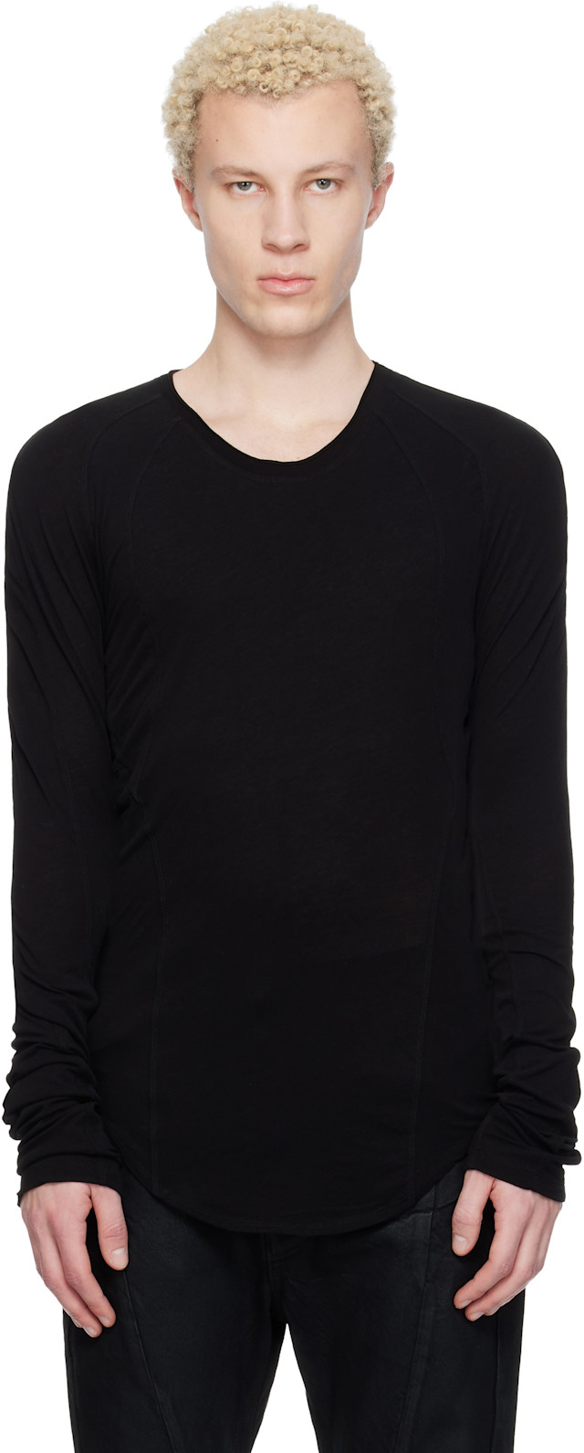 Julius: Black Seamed Skinny T-shirt | SSENSE