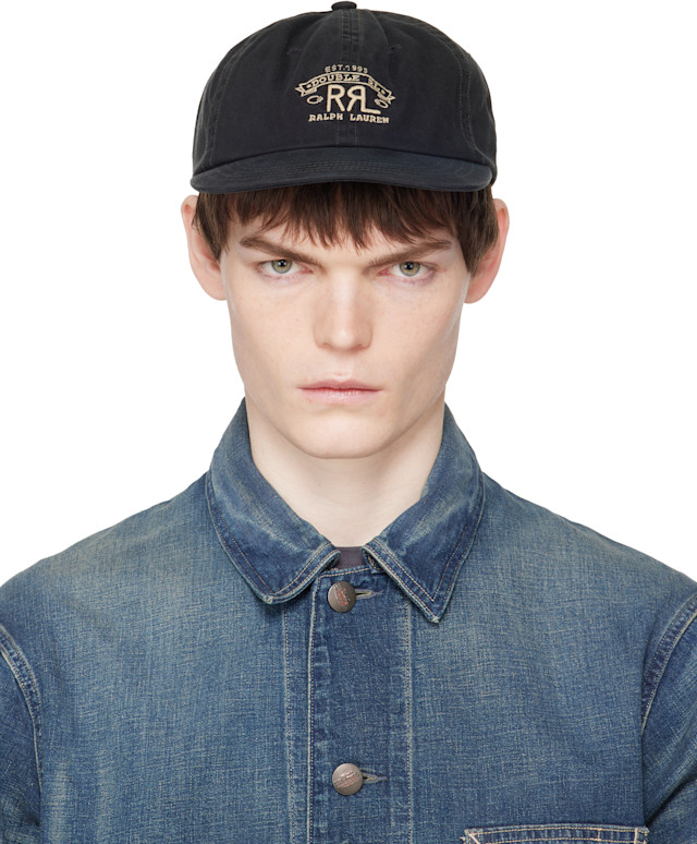 RRL: Black Ranch Logo Twill Ball Cap | SSENSE Australia