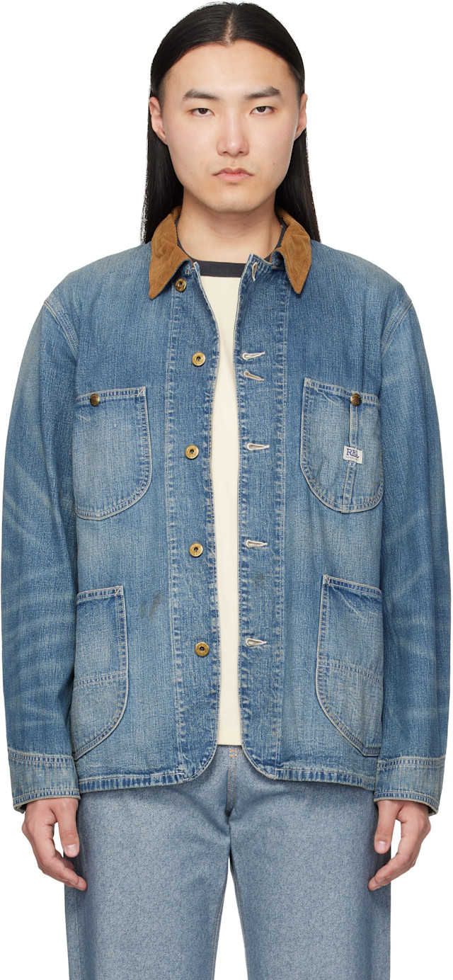 RRL: ブルー Corduroy-Collar インディゴ デニムジャケット | SSENSE 日本