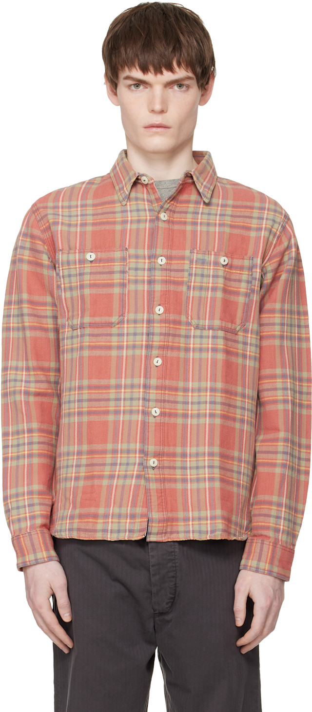 RRL: Red & Green Plaid Twill Work Shirt | SSENSE