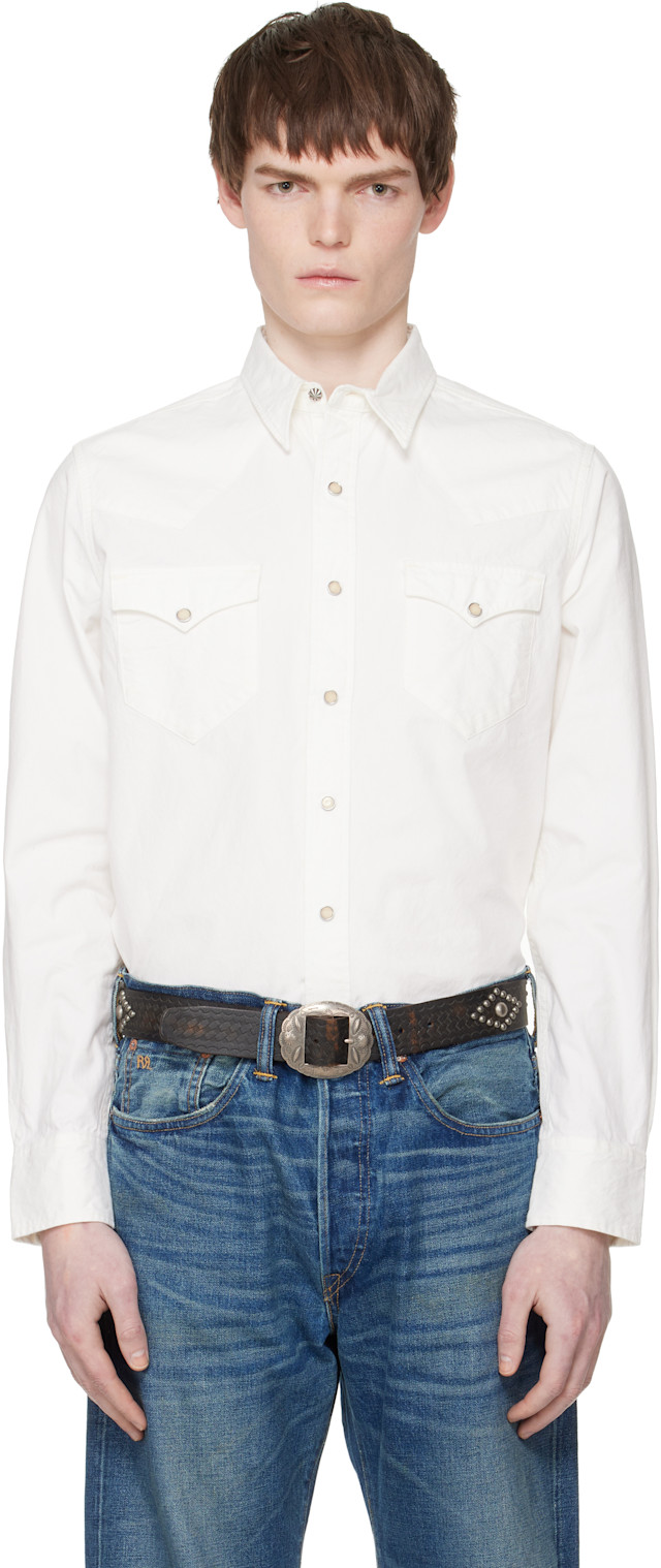 RRL: White Slim Fit Poplin Western Shirt | SSENSE RRL: White Slim Fit Poplin Western Shirt | SSENSE