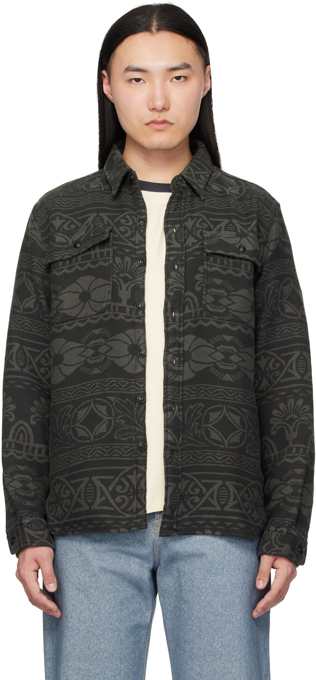 RRL: グレー ジャカード ワークシャツ | SSENSE 日本