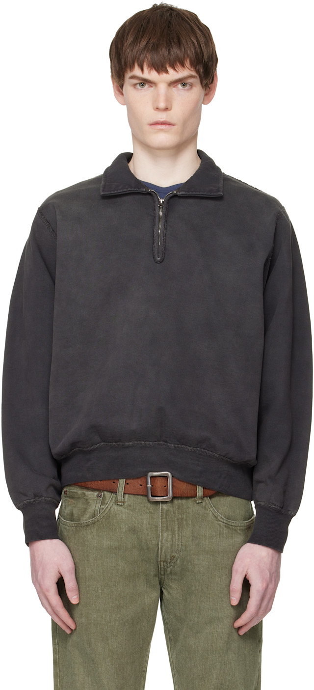 RRL ブラックポロシャツ(^o^)／ RRL: ブラック フレンチテリー ハーフジップ ポロシャツ | SSENSE 日本