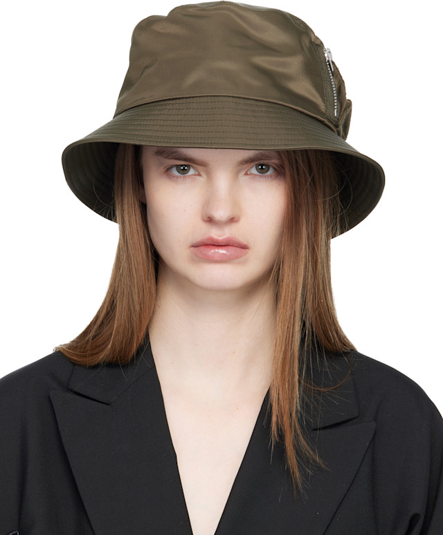 sacai サカイ　バケットハット　カーキ　サイズ1 sacai: カーキ Single Brim Pocket バケットハット | SSENSE 日本
