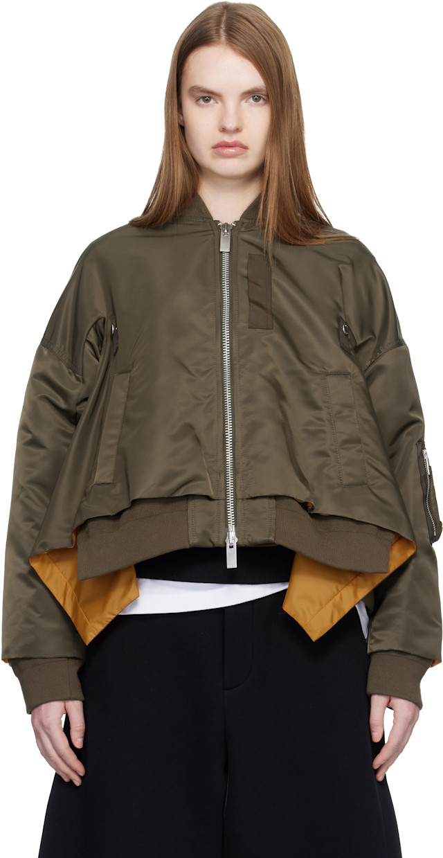 sacai: カーキ ナイロンツイル ボンバージャケット | SSENSE 日本