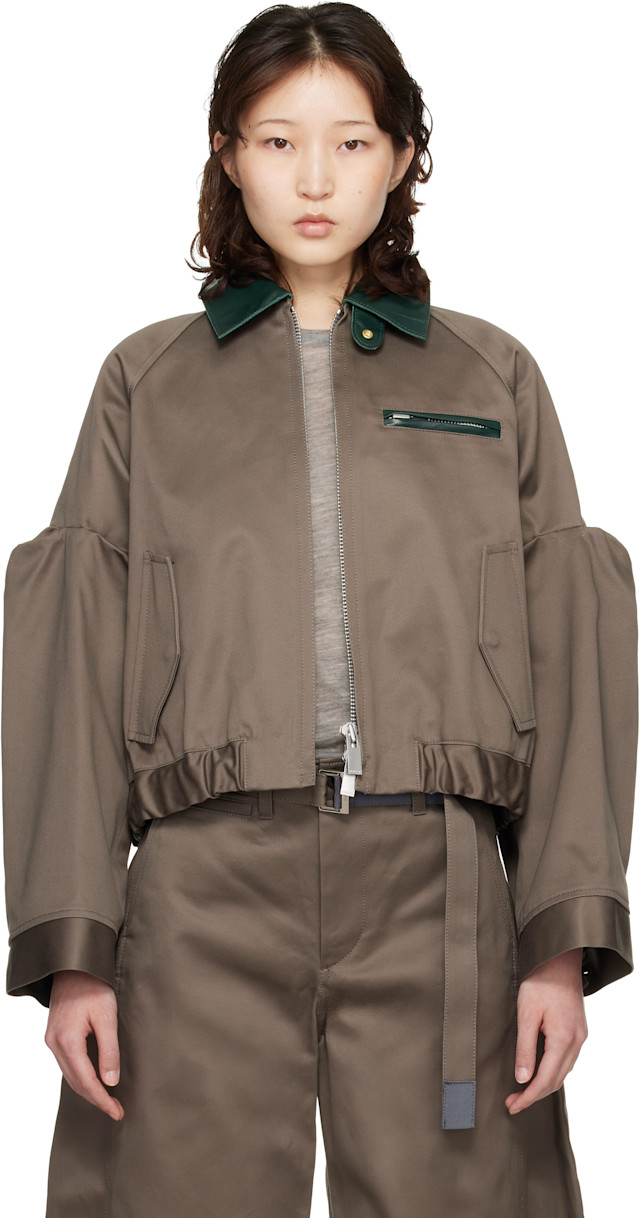 sacai: Taupe Cotton Chino Jacket | SSENSE