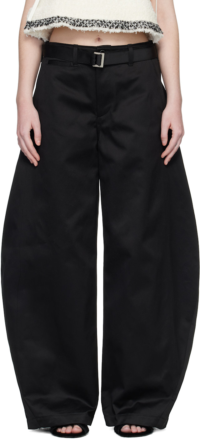 sacai: Black Cotton Chino Trousers | SSENSE sacai: Black Cotton Chino Trousers | SSENSE