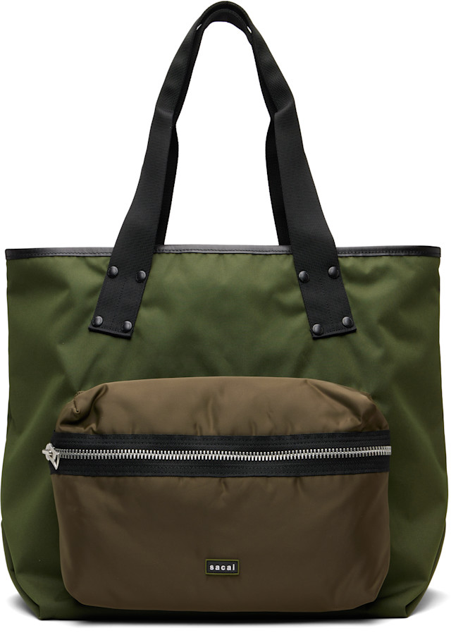 sacai: Khaki Large Pocket Tote | SSENSE