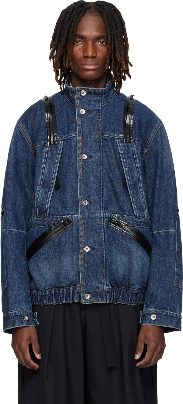 sacai: ブルー ブルゾン デニムジャケット | SSENSE 日本