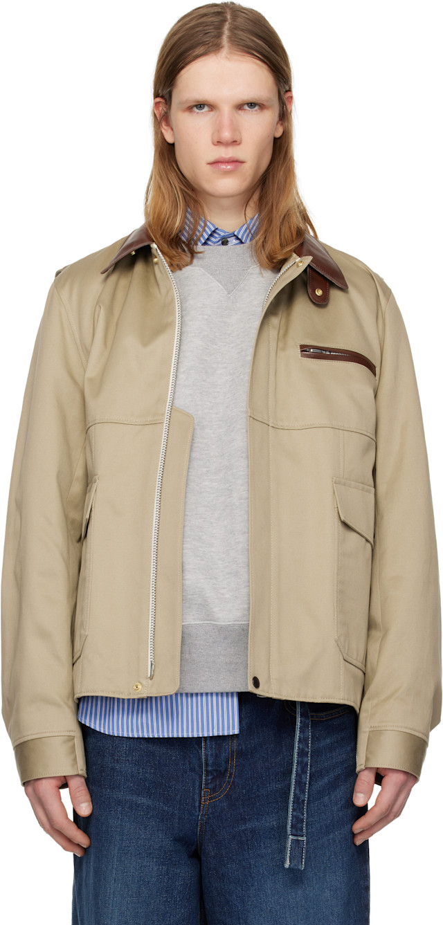 sacai: Beige Cotton Chino Jacket | SSENSE Canada