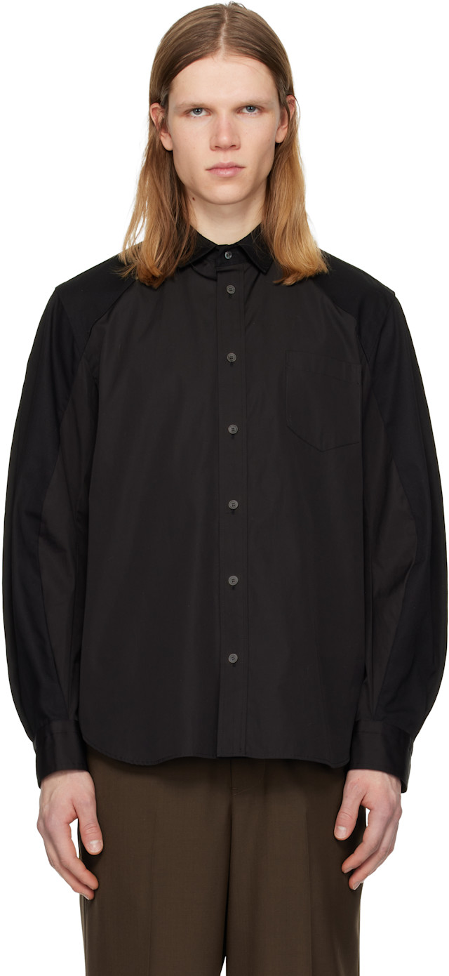 sacai Cotton Poplin Shirt ドッキングシャツ黒 【美品】 sacai: Black Poplin Shirt | SSENSE