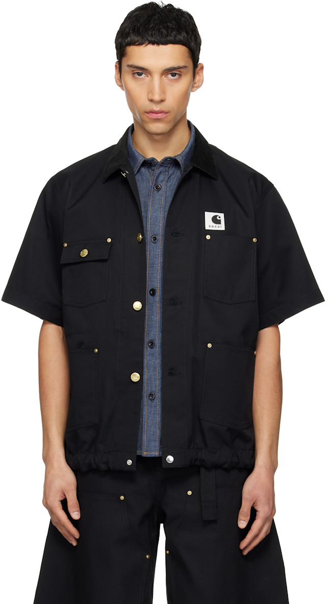 トップス sacai Carhartt WIP Duck Shirt black 1 sacai: Black Carhartt WIP Edition Duck Shirt | SSENSE