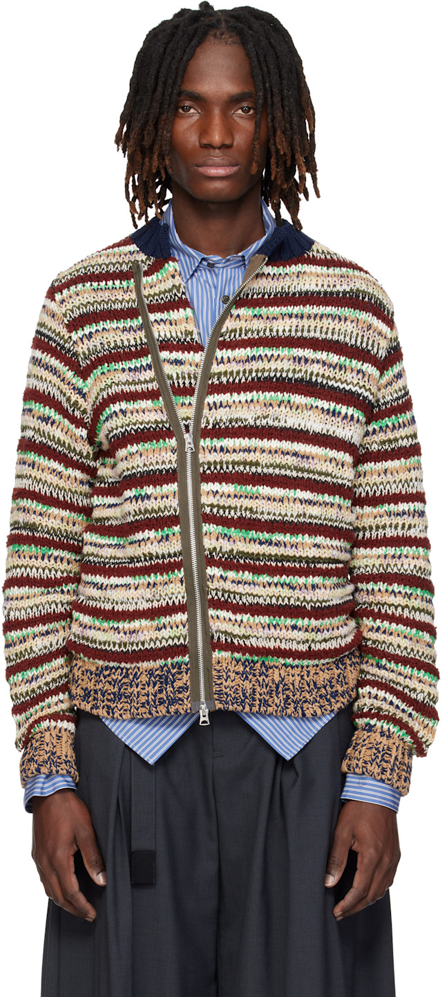 sacai: Multicolor Mix Knit Blouson Cardigan | SSENSE