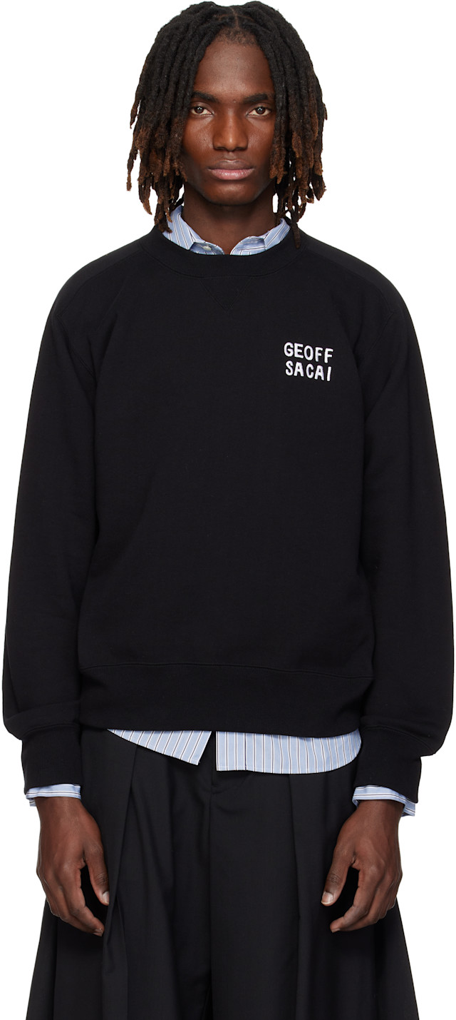 sacai: ブラック 'geoff sacai' Embroidery プルオーバー スウェット