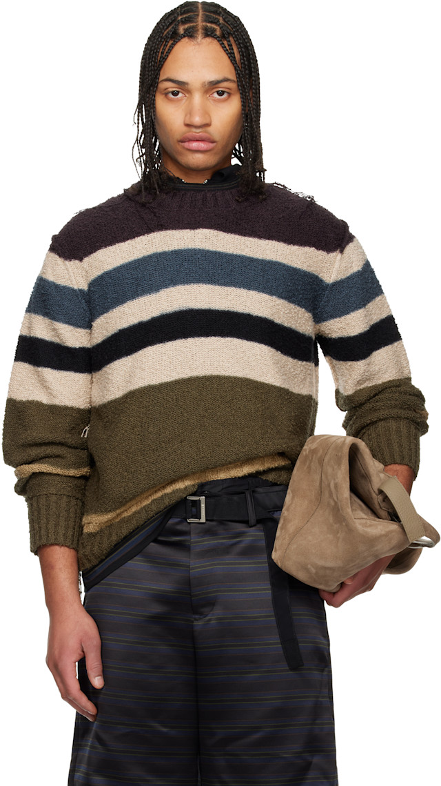 sacai: Multicolor Horizontal Stripe Knit Pullover Sweater | SSENSE