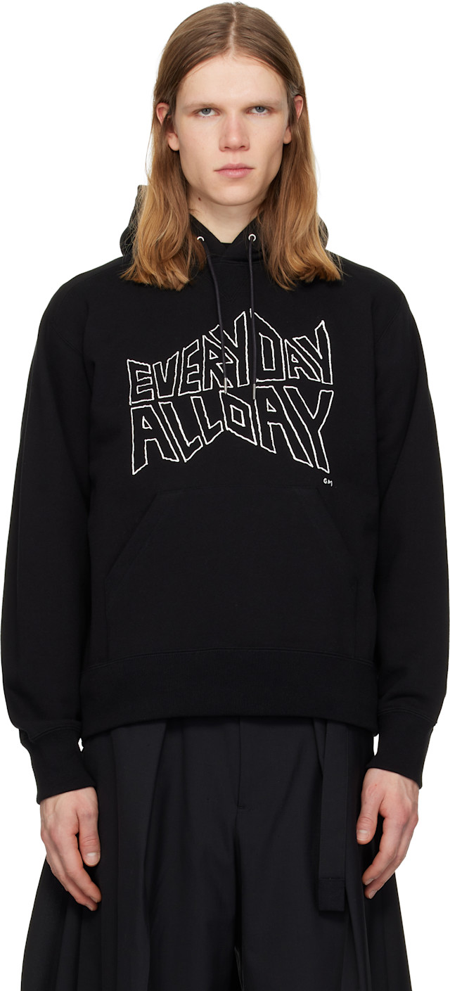 sacai　 Graphic Print Hoodie スウェット パーカー sacai: Black 'geoff sacai' Print Hoodie | SSENSE