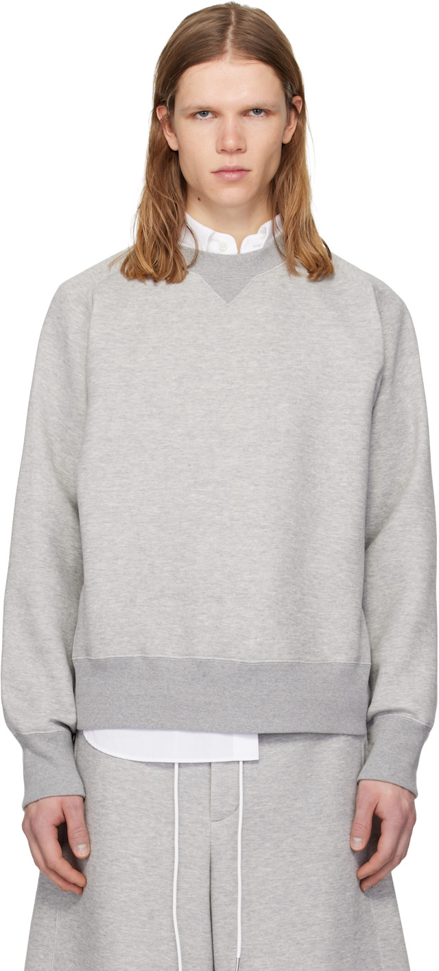sacai: グレー Sponge Pullover スウェットシャツ | SSENSE 日本