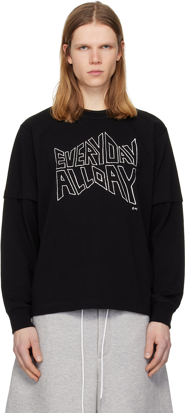 sacai: ブラック 'geoff sacai' プリント 長袖Tシャツ | SSENSE 日本