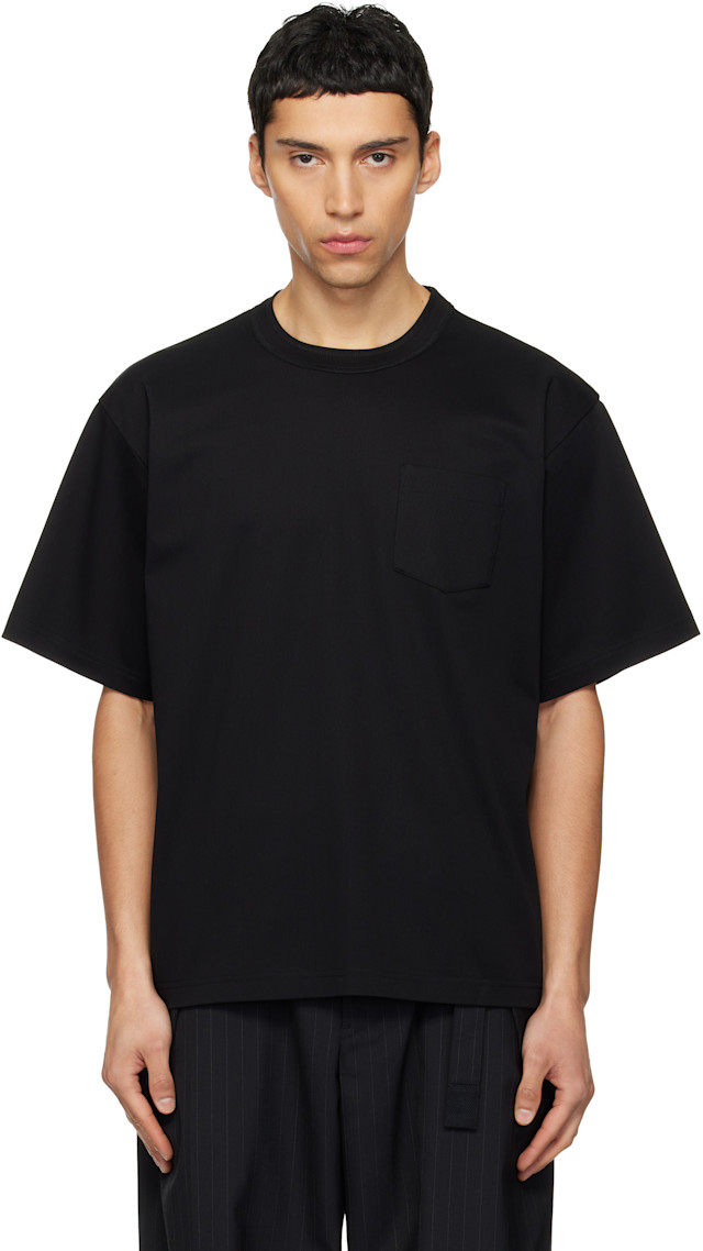 sacai: ブラック コットンジャージ Tシャツ | SSENSE 日本