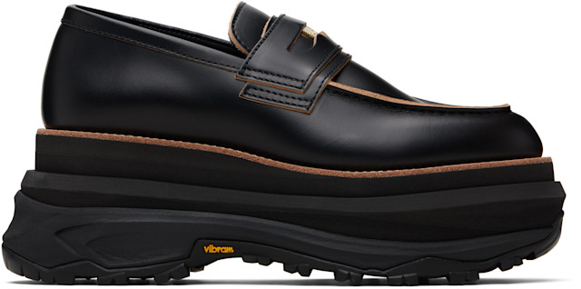 sacai: Black Platform Loafers | SSENSE