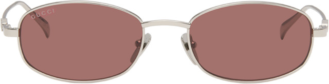 Gucci: シルバー オーバルフレーム サングラス | SSENSE 日本 Gucci: シルバー オーバルフレーム サングラス | SSENSE 日本